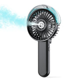 180 Degrees Foldable Misting Fan 3-Speed Adjustable Handheld Fan Rechargeable Portable Cooling Fan Black