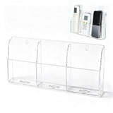 No Drill Wall Mount Remote Control Holder Adhesive Storage Organiser for TV Air Conditioner Remote Smartphone Accessories with Opening Charging Bottom