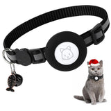 Reflective Cat Collar with AirTag Holder Adjustable Breakaway Pet Collar with Bell for Cats and Small Pets Black
