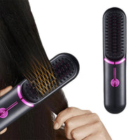 Cordless Hair Straightener Brush Protable Hair Straightening Comb for Home Travel Outdoor Black