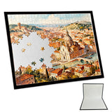 Foldable Puzzle Board for 500/1000 Piece Puzzles Portable Felt Jigsaw Puzzle Mat with Raised Edges for Storage Black