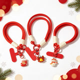 3PCS Red Christmas Wrist Straps Phone Case Lanyards and Keychains Style2