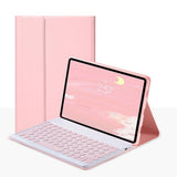 Bluetooth Keyboard with Case Compatible with Lenovo Xiaoxin Pad 11 J606 J607 J616F Protective Tablet Cover with Adjustable Stand Pink