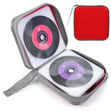 Water-Resistant 40-Disc CD Storage Case Hard Shell CD Holder with Individual Sleeves Zipper Organizer for Music Games Data Discs Red
