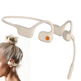Open-Ear Air Conduction Headphones Wireless with Noise Canceling Mic for Sports Office Apricot