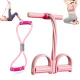 2-in-1 Resistance Band Set 6-Tube Pedal Puller 8-Shape Resistance Band for Home Office Travel Workouts Pink