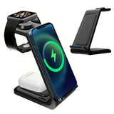 3-in-1 Wireless Charging Dock for iPhone Apple Watch AirPods USB Powered Charging Station Black