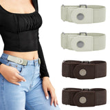 4Pcs Set No Buckle Elastic Belt for Jeans and Pants Adjustable Waistband Tightener with Double Ring Design Stretch Belt Loop Strap Beige andCoffee