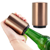 Automatic Bottle Cap Opener Stainless Steel Push Down Beer Opener with Cap Retention Function Rose Gold