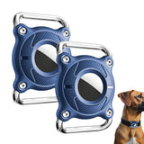 2Pcs Protective Case for Apple AirTag 1st/2nd Gen Water Resistant Hard Shell Holder Cover for Pet Collar Keychain Bag Blue