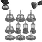 10 PCS Wire Brush for Drill Coarse Carbon Steel Crimping Wire Wheel Brush