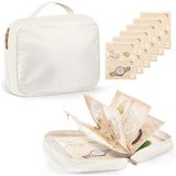 Jewellery Organiser with 6 Zipper Pouches Portable Jewellery Storage Case with Clear Windows Beige