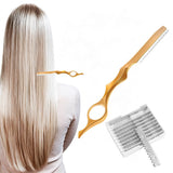 Hair thinning Razor Hairdressing Thinning Shaper Comb Styling Razor / 10 Blades Gold