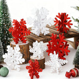 8Pcs 3D Wooden Snowflake Table Decor Christmas Winter Wonderland Centerpiece - Red and White Snowflake