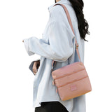 Multipockets Zipper Crossbody Purses Casual Nylon Shoulder Bag for Women Daily Handbag Pink