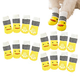 16Pcs Set Anti-Slip Dog Socks Stretchable Footwear Paw Protector for Indoor Use Duck Style
