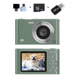 48MP Digital Camera for Beginners 1080P HD Video 16X Zoom Selfie Camera with 32GB TF Card Green