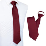 Pre-Tied Zip Necktie 8cm for Men Wedding Business Formal Red