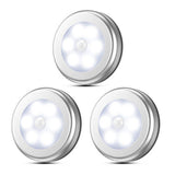 3Pcs Motion Sensor LED Lights Battery Operated Night Lights for Closet Cabinet Hallway Stair White Light