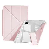 Case with Y-Shaped Stand for iPad 10th Gen 10.9 and iPad 11th Gen A16 11-inch Clear Back Cover with Pencil Holder Pink