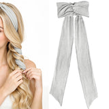 Heatless Curling Headband Bow Shaped with Flexible Styling Wires Light Gray