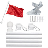 4-Section Flag Pole Kit for House Flags 5.25ft Metal Flagpole with 360-Degree Rotating Rings for Home Porch Yard Garden White