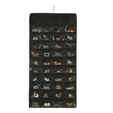 2Pcs 48-Pocket Jewelry Hanging Organizer Roll-Up Dual-Sided Storage Holder for Earrings Necklaces Bracelets Black