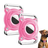 2Pcs Protective Case for Apple AirTag 1st/2nd Gen Water Resistant Hard Shell Holder Cover for Pet Collar Keychain Bag Pink