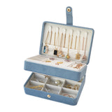 Portable Jewelry Box Storage Organizer for Rings Necklaces & Earrings Light Blue