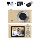 48MP Digital Camera for Beginners 1080P HD Video 16X Zoom Selfie Camera with 32GB TF Card Gold