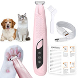 Pet Hair Trimmer Electric Clipper Rechargeable with LED Light for Pets Pink
