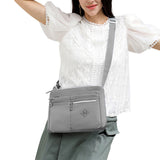 Multi-Pocket Crossbody Bag for Women Water Resisant Shoulder Bag Messenger Bag Casual Nylon Purse Handbag Gray