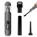 2-Mode Adjustable Cordless Handhtaeld Vacuum Cleaner Set Portable Digital Display Dust Cleaner for Car Home Grey