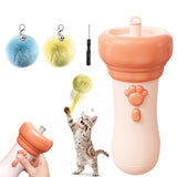 Retractable Cat Teaser Launcher Automatic with 2 Plush Balls for Cats Dogs Pink