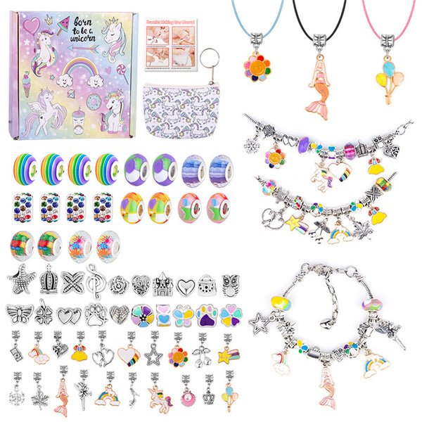 DIY Kids Bracelet Making Kit with Charms & Beads Jewelry Craft Set for Girls’ Gifts Multicolor