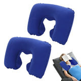 2PCS Inflatable Travel Neck Pillow for Car Plane Soft Velvet PVC Portable Royal Blue