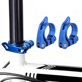 2PCS Bicycle Seat Clamp Alloy Quick Release Road Post MTB Bike Saddle Blue