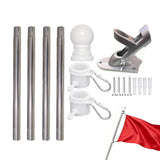 4-Section Flag Pole Kit for House Flags 5.25ft Metal Flagpole with 360-Degree Rotating Rings for Home Porch Yard Garden Silver