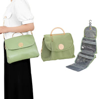Women Travel Toiletry Bag with Hanging Hook Travel Sling Bag Green