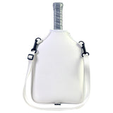 Pickleball Paddle Bag with Adjustable Shoulder Strap and Hanging Hook White
