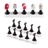 Set of 2Pcs Acrylic DIY Nail Art Practice Display Stand Magnetic Fake Nails Holder for Manicure Practices Black
