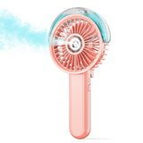 180 Degrees Foldable Misting Fan 3-Speed Adjustable Handheld Fan Rechargeable Portable Cooling Fan Pink