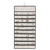 2Pcs 48-Pocket Jewelry Hanging Organizer Roll-Up Dual-Sided Storage Holder for Earrings Necklaces Bracelets White