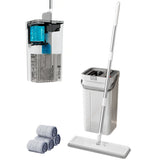 Wet Dry Flat Floor Mop and Bucket Set with Dual Chamber Separation System and Self Cleaning Microfiber Mop