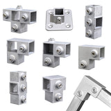 8 Piece Square Tube Connector 25x25mm Aluminum Alloy