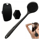 3 Piece Set Silicone Back Scrubber for Shower Body Bath Brush Set with Long Handle