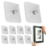 10 Pack 6x6cm Invisible Picture Hooks Adhesive Wall Hooks No Drill Wall Hanging Hooks for Frames Clocks Towels