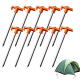 10PCS 7 Inch Heavy Duty Tent Stakes for Camping Tents Canopy Tarp with High Visibility Orange Head