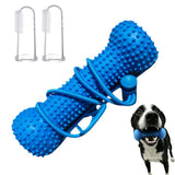 Rubber Bone Dog Chew Toy Durable with 2 Toothbrushes for Training