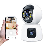 2.4GHz WiFi Security Camera Dual Lens HD Monitoring Camera with Color Night Vision